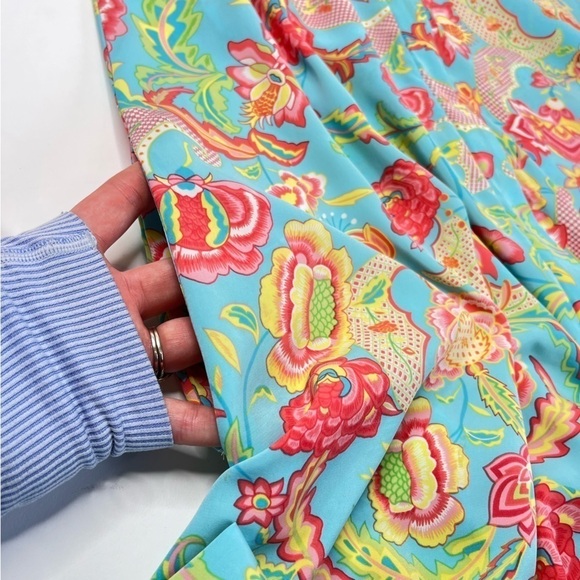 Vintage Natori Blue Paisley Floral Zippered Long Sleeve House Sleep Lounge Dress - Picture 8 of 15